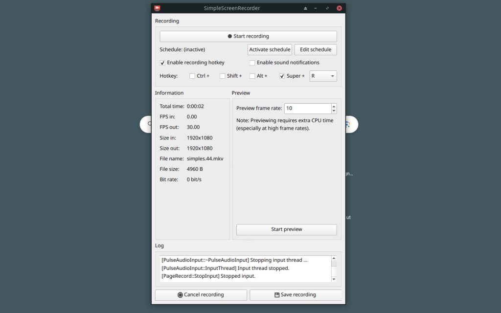 simple screen recorder linux