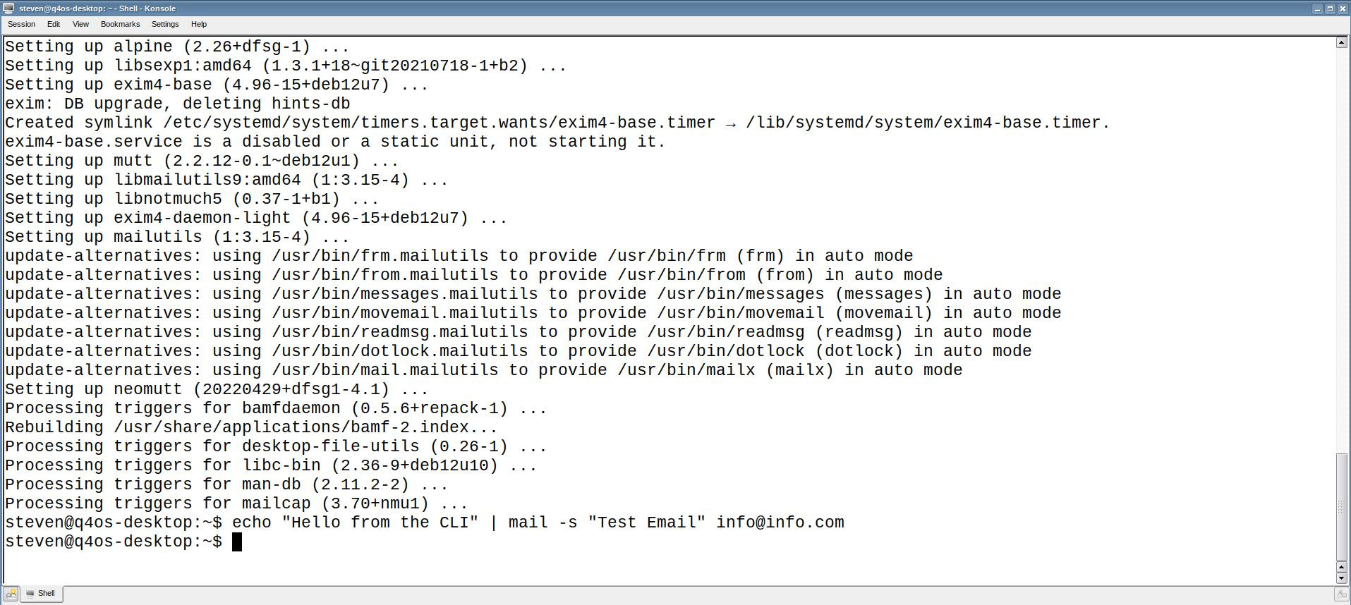 send email from the linux terminal